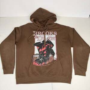Brooks & Dunn Brown Western Graphic Hoodie Men Sweatshirt XL